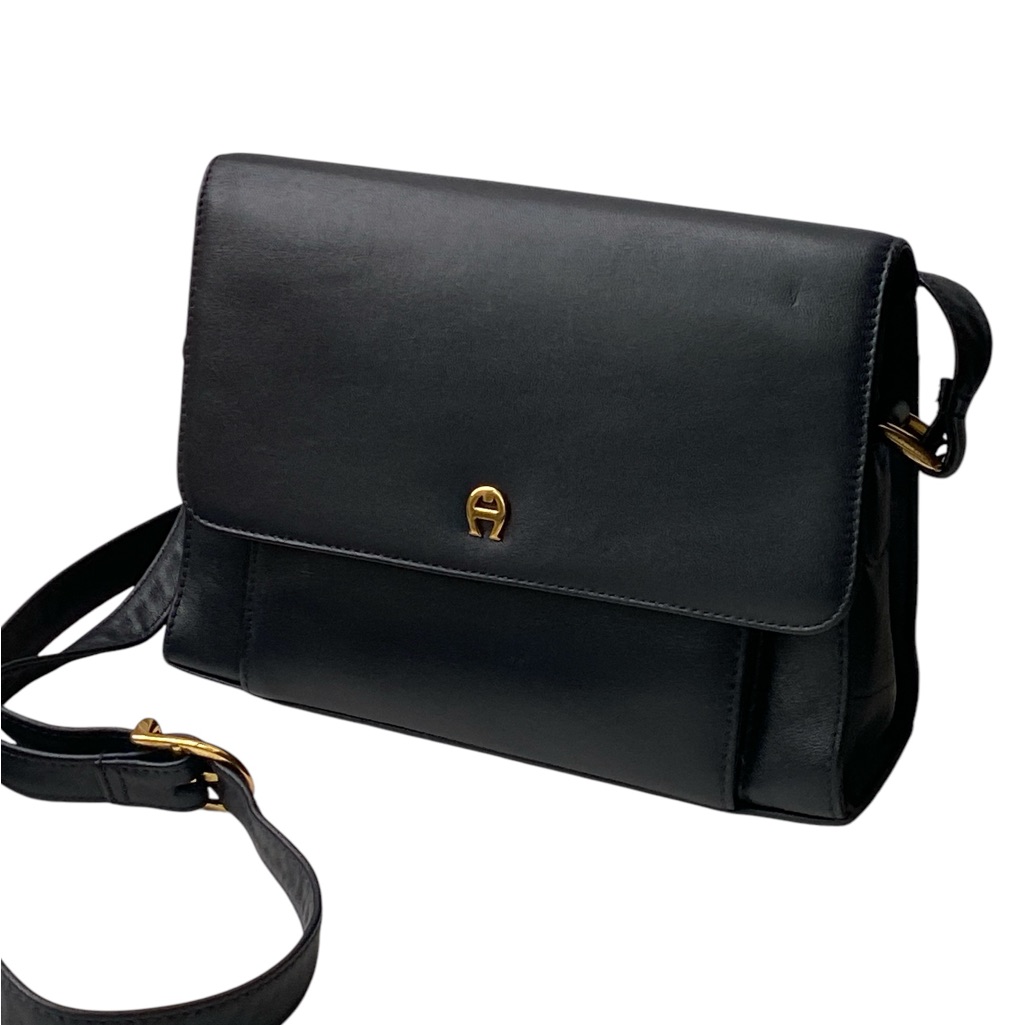 Etienne Aigner Navy Blue Vintage Flap Top Shoulder Bag - Good Condition